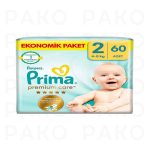 پوشک بچه پریما مدل premium care سایز 2 بسته 60 عددی