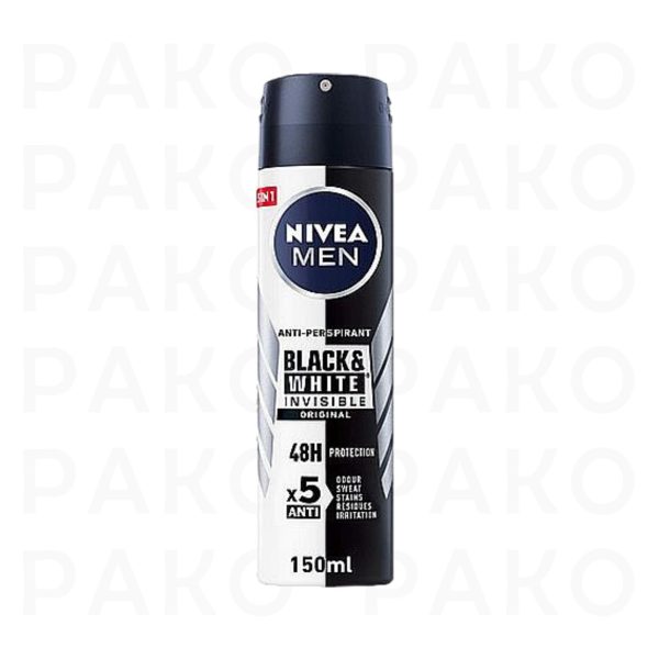 اسپری ضد تعریق نیوا Nivea مردانه مدل Black White Invisible Orginal حجم 150 میل