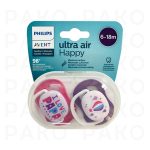 پستانک ارتودنسی ۶ تا ۱۸ ماه دوتایی فیلیپس اونت PHILIPS AVENT سری UltraAir