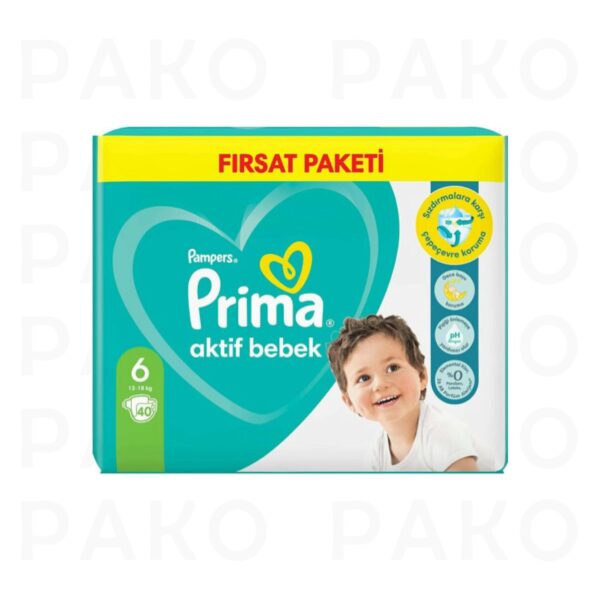 پوشک پریما ترک اونتاژ سایز 6 بسته 40 عددی prima